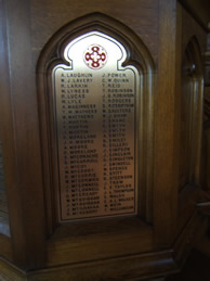 1st World War Memorial on pulpit at St Matthew's