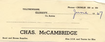 Charles McCambridge receipt June 1967